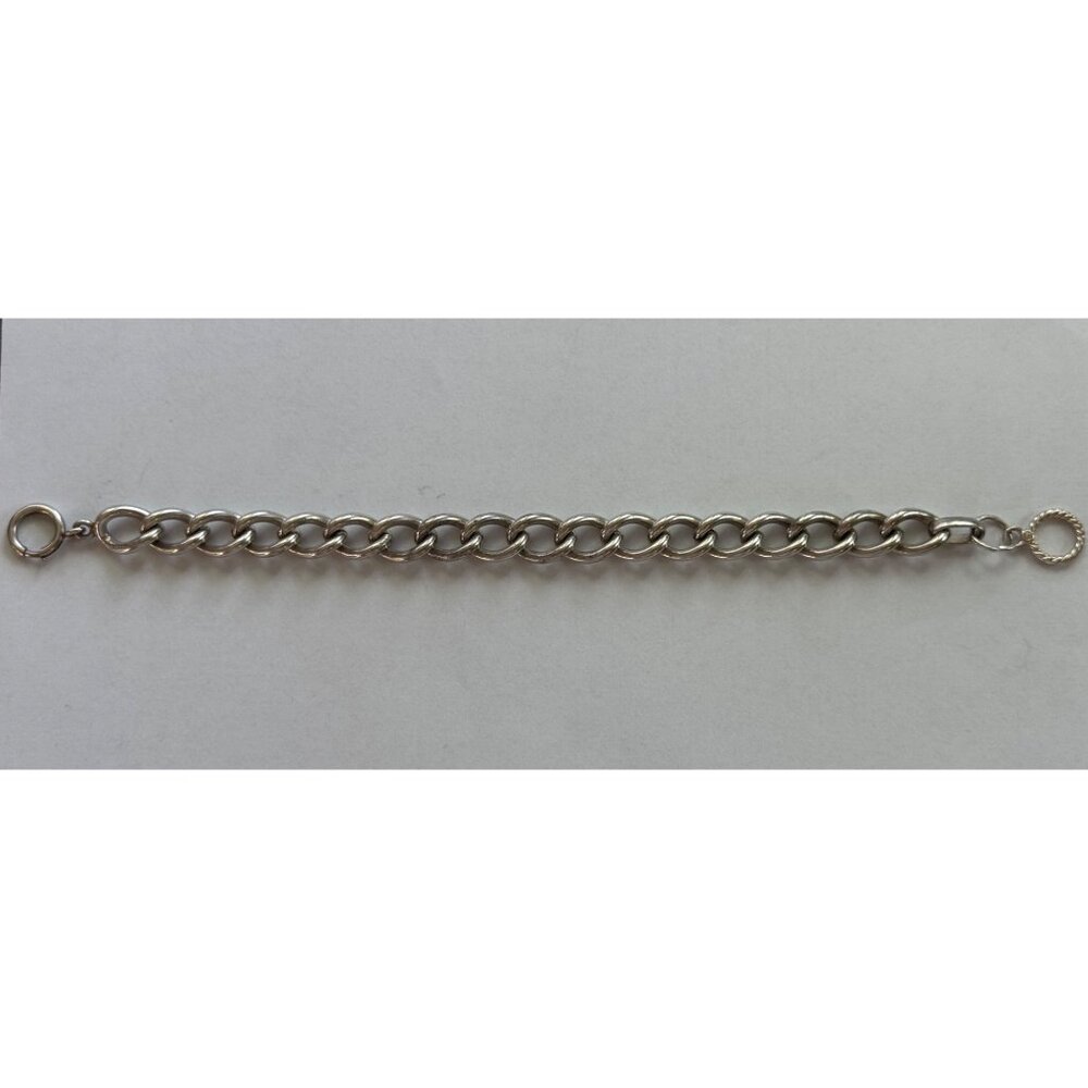 Size 7.5 Unbranded Sterling Silver Round Link Bracelet w/ Spring Ring Closure